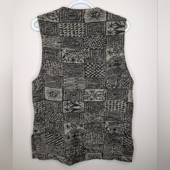 Vintage Eric Alexandre Black and Cream Knit Patterned Vest Size 40 Large Womens - Picture 3 of 11